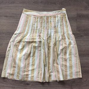 Talbots Green Striped Beaded Cotton Skirt Size 4